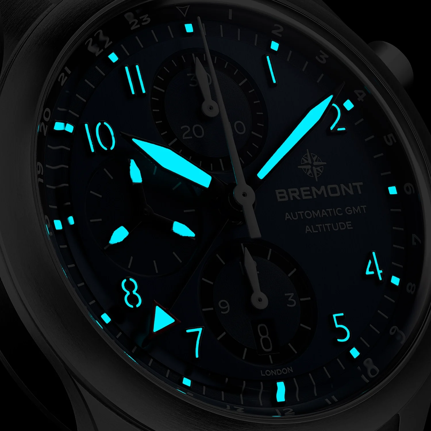 Altitude 42mm Chronograph GMT Blue Dial Leather Strap - Image 4