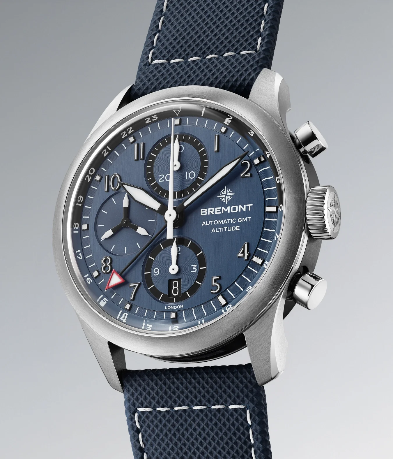 Altitude 42mm Chronograph GMT Blue Dial Leather Strap - Image 5